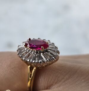 Vintage Gold and Silver Ring with Pink Stone